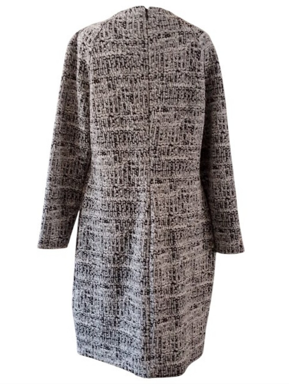 Retro Chunky Knit Dress Crew Midi Cotton Textured Stretch Capsule Career 14 - Picture 3 of 5